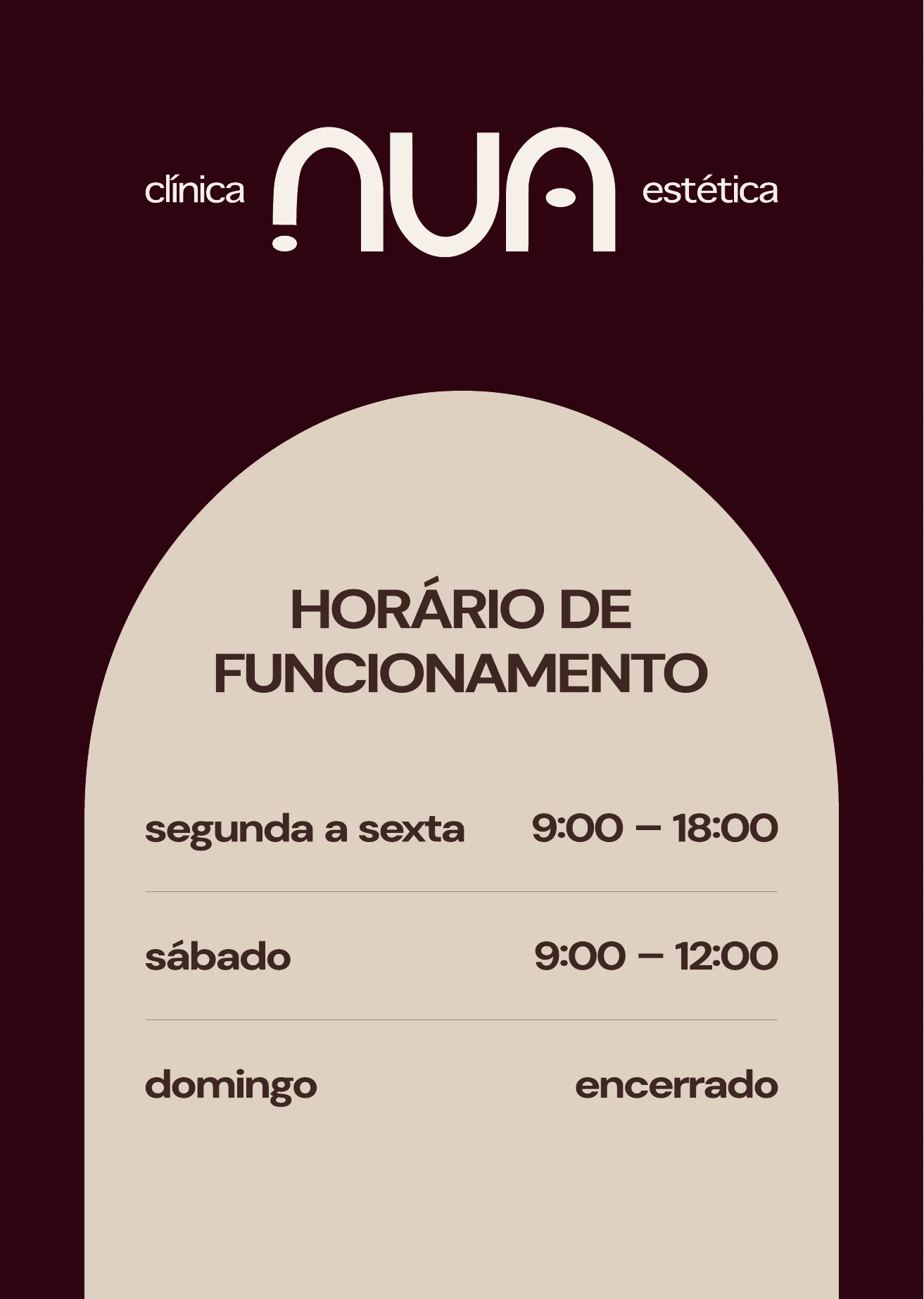 Horário da NUA em formato A3