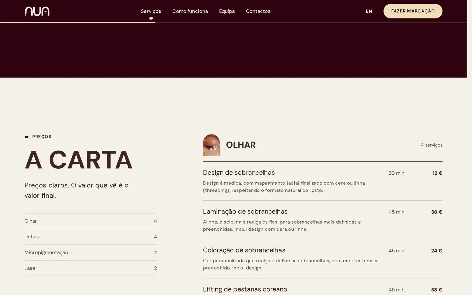 Secção da NUA no site
